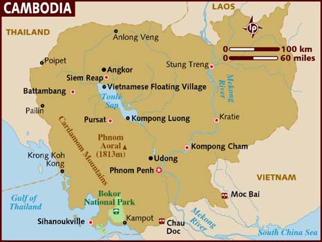 mapa do camboja